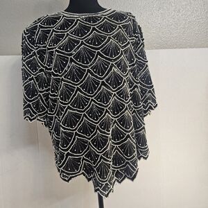 laurence kazar beaded top vintage 80s Sz 3X 100 Silk  Holiday New Year Eve H108
